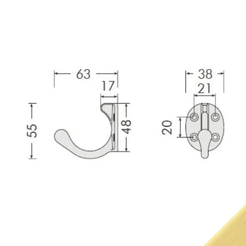 Rechtstreeks Van De Fabrikant Gancio 1068-01 Bal per appenderia, dimensione 38x55x63 mm, Ottone finitura Oro Lucido