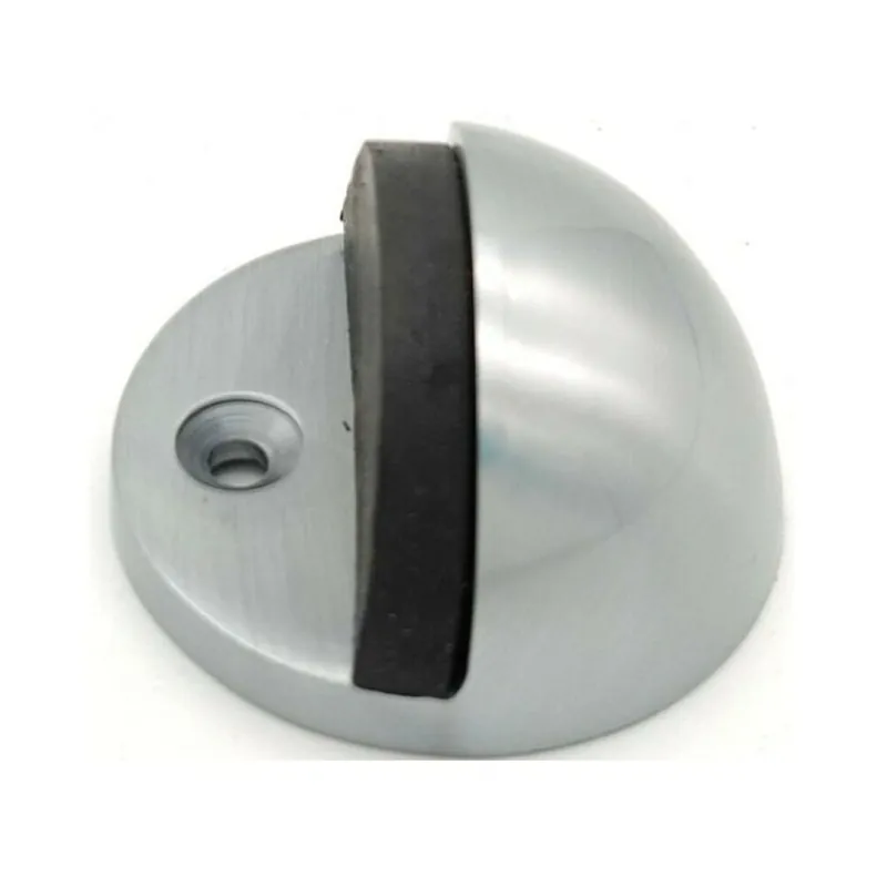 Betaalbaar Fermaporta 1090-02 Bal a pavimento per interni, dimensione 50x25, gommino di battuta nero, Ottone finitura Cromato Satinato