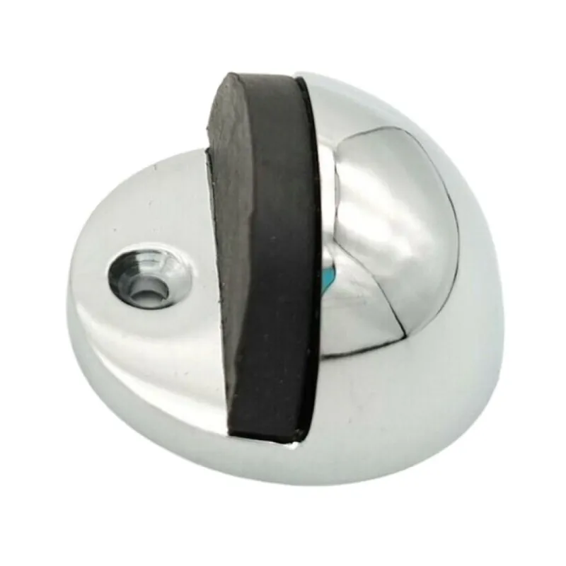 Meest Verkocht Fermaporta 1090-02 Bal a pavimento per interni, dimensione 50x25, gommino di battuta nero, Ottone finitura Cromato Lucido