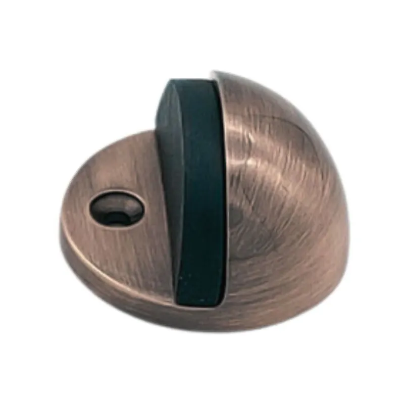 Laatste Kans Fermaporta 1090-02 Bal a pavimento per interni, dimensione 50x25, gommino di battuta nero, Ottone finitura Bronzato Graffiato