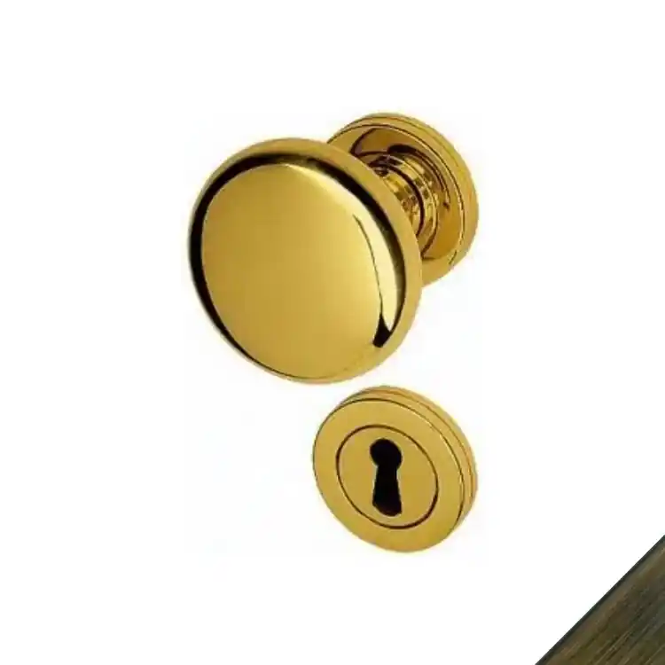 Maniglia a pomolo 43-12 Bal per porta, foro Patent, rosetta diametro 44 mm, finitura Ottone Bronzato Graffiato Shop Nu