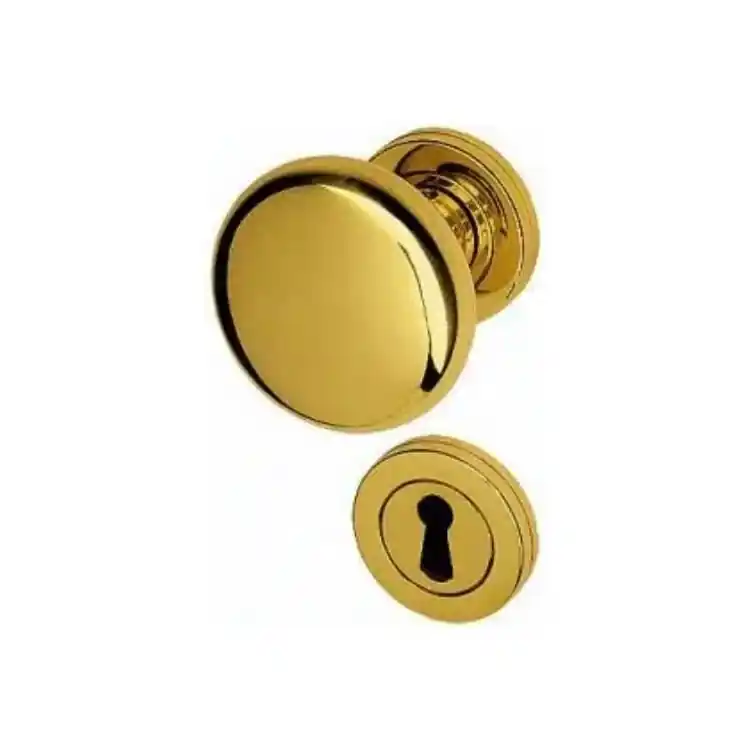 Maniglia a pomolo 43-12 Bal per porta, foro Patent, rosetta diametro 44 mm, finitura Ottone Lucido Verniciato Gecertificeerd