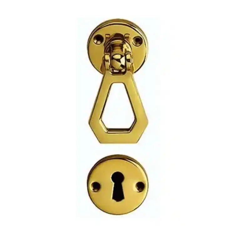 Maniglia ad anello cascante 101-01 Bal per porta, foro Patent, rosetta tonda diametro 46 mm, finitura Ottone Lucido Verniciato Veilige Betaling