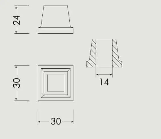 Nodo quadro Bal, diametro foro 14 mm, altezza 24 mm, finitura Ottone Lucido Naturale Uitverkoop