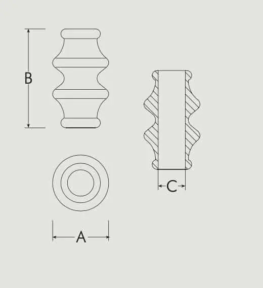Nodo scanalato base tonda Bal, diametro foro 18 mm, altezza 60 mm, finitura Ottone Lucido Verniciato Laatste Kans