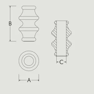 Rechtstreeks Van De Fabrikant Nodo scanalato base tonda Bal, diametro foro 16 mm, altezza 60 mm, finitura Ottone Lucido Verniciato