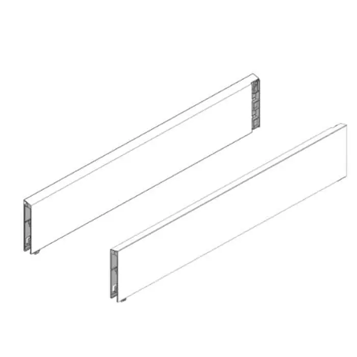 Laatste Kans Set Boxcup laterale Z37L440I.D Blum per Tandembox intivo, lunghezza 450 mm, finitura Acciaio Inox