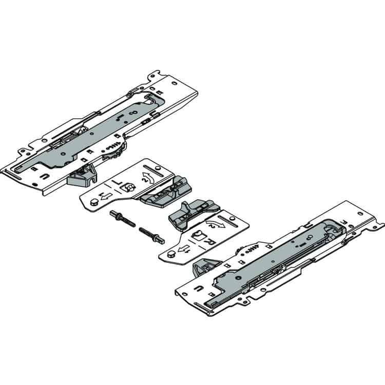 Set TIP-ON BLUMOTION per TANDEMBOX T60B3530 tipo L1, lunghezza 350-600 mm, peso totale 15-40 kg, Finitura Grigio R7035 Must-Have