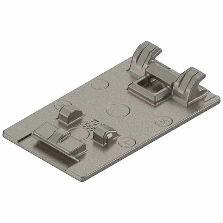 Piastrina portafondello 70T4568C Blum per cerniera ante in vetro, da incollare, rettangolare, finitura Sabbiato + Nichelato Opaco Meest Verkocht
