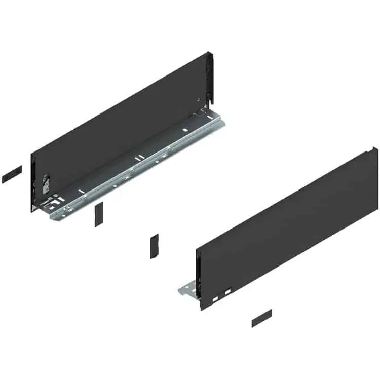 Set spondina LEGRABOX 770K5002S Blum, altezza K (128,5 mm), lunghezza 500 mm, finitura Nero Terra Opaco Shop Nu
