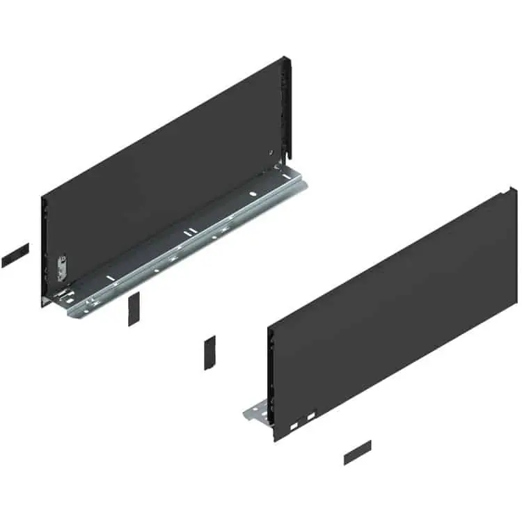 Set spondina Legrabox 770C5002S Blum, altezza C (177 mm), lunghezza 500 mm, finitura Nero Terra Opaco Direct Beschikbaar