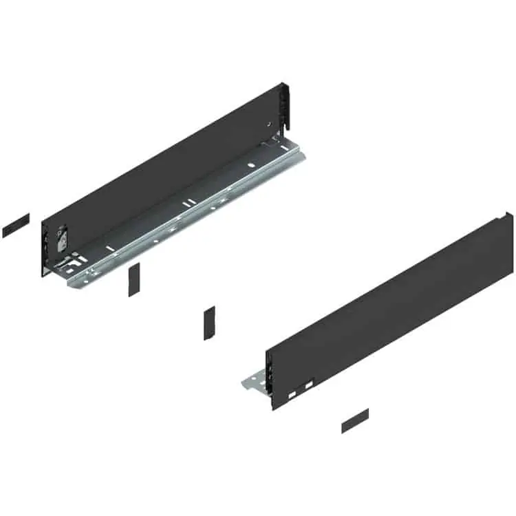 Set spondina LEGRABOX 770M5002S Blum, altezza M (90,5 mm), lunghezza 500 mm, finitura Nero Terra Opaco Flitsaanbieding