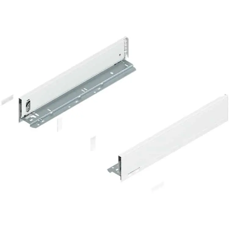 Set spondina M Legrabox 770M5002S Blum, altezza 90,5 mm, lunghezza 500 mm, Acciaio finitura Bianco Seta Opaco Shop Nu