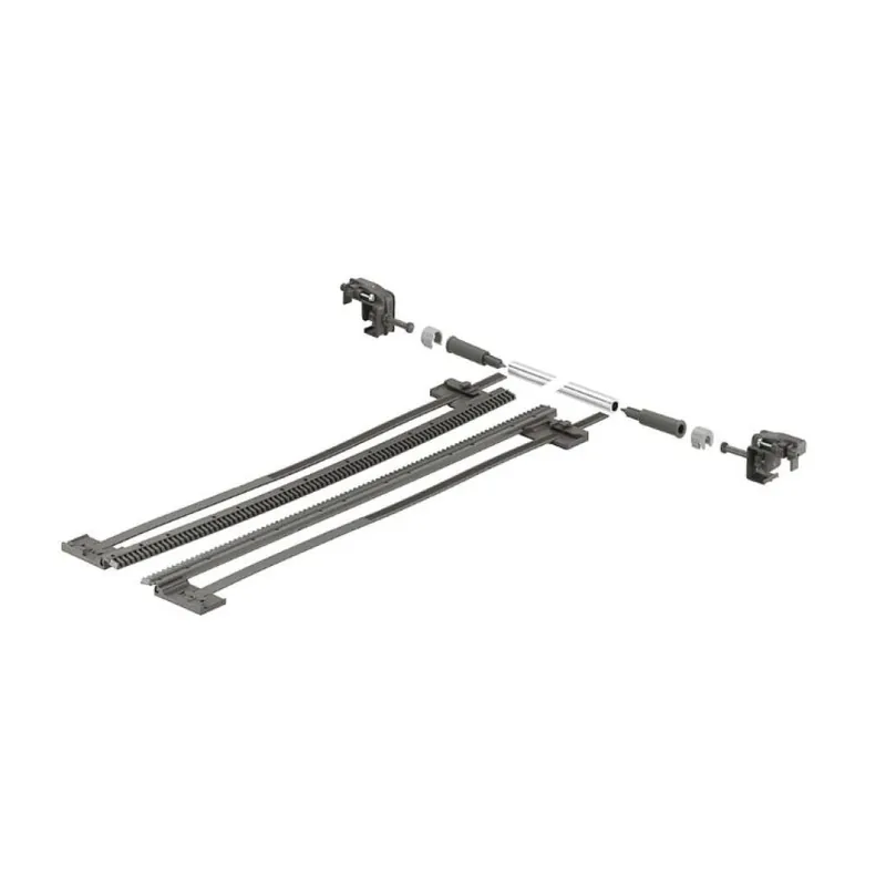 Set stabilizzatore laterale ZST.410TV Blum per guida Tandem, lunghezza 410 mm, rasabile, Plastica finitura Grigio Polvere R7037 Express Levering