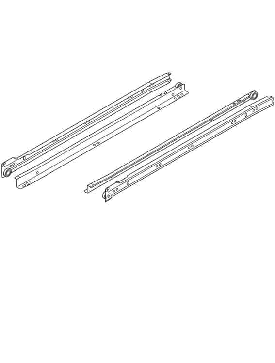 Guida scorrevole 230M6000 Blum per cassetto in legno, lunghezza 600 mm, estrazione parziale, portata 25 kg, Acciaio finitura Bianco Crema Meest Verkocht