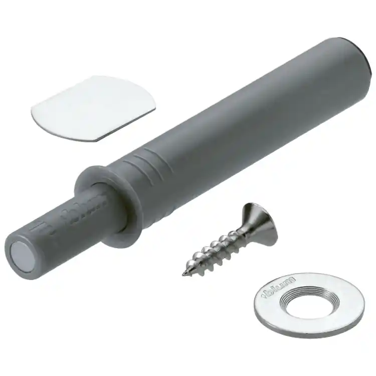 Cricchetto 956.1004 Tip-On Blum per anta mobile, versione con magnete 17 mm, dimensione 10x50 mm, finitura Grigio Platino Laatste Kans