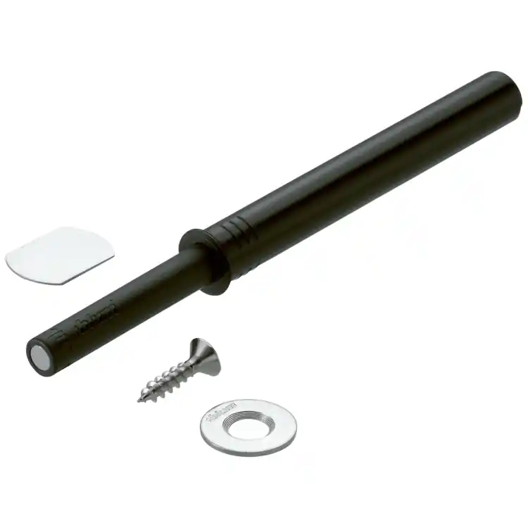 Cricchetto 956A1004 Tip-On Blum per anta mobile, versione con magnete 38 mm, dimensione 10x76 mm, finitura Nero Terra Opaco Gecertificeerd