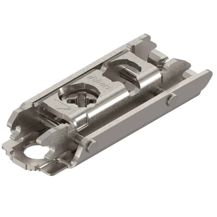 Piastrina di premontaggio 175h3100 Blum CLIP, diritta, altezza 0 mm, fissaggio a vite, con regolazione verticale a eccentrico, finitura Nichelato Goedkoop