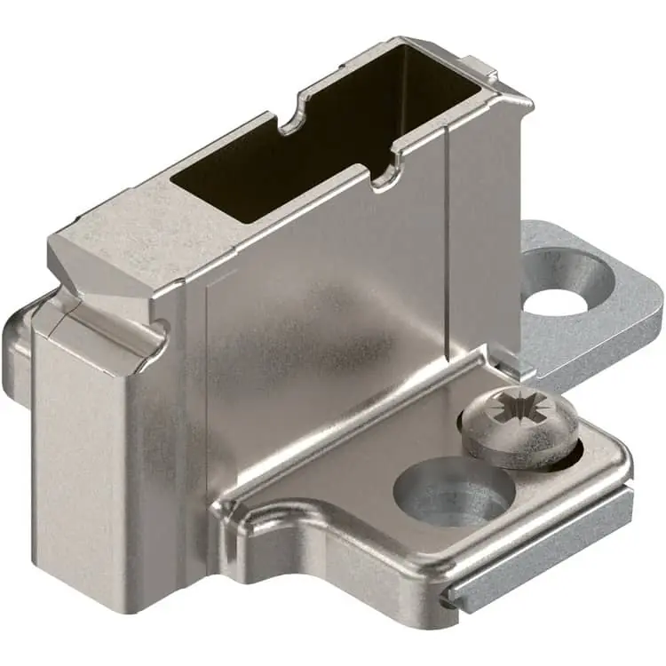 Piastrina di premontaggio 175h7190.22 Blum CLIP, a croce, altezza 22 mm, da avvitare con regolazione verticale, finitura Nichelato Koopje