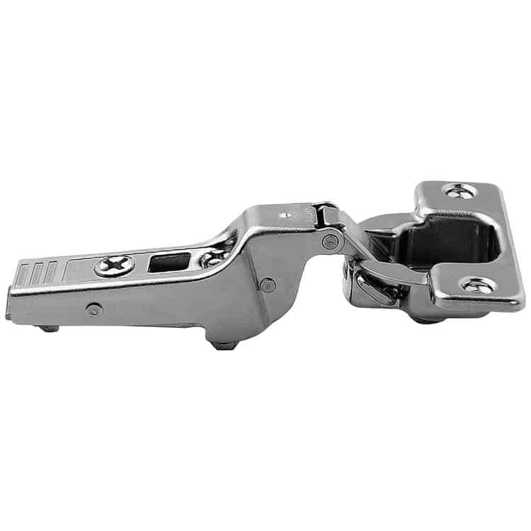 Cerniera Blum 70T9650.TL CLIP top, 95° battuta mediana, fondello da avvitare, per ante con profilati, senza molla, finitura Nichelato Op = Op