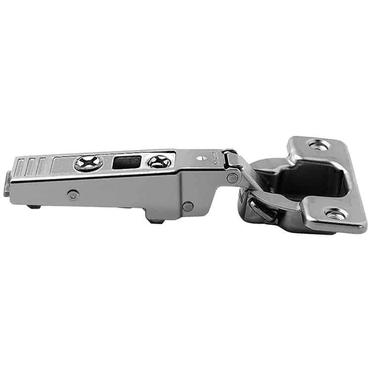 Cerniera Blum 70T9550.TL CLIP top, 95° battuta con sormonto, fondello da avvitare, per ante con profilati, senza molla, finitura Nichelato Bestel Nu