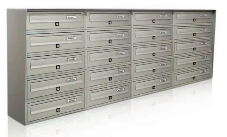Cassetta postale condominiale Serie SLIM 5x4 a 20 posti Argento Metallizzato ALUBSLIM5X4AR Veilige Betaling