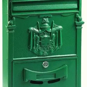 Cassetta Postale singola Alubox, serie Residence Maxi, formato rivista, misure 46x30x9,5 cm, in Alluminio, colore Verde Op = Op