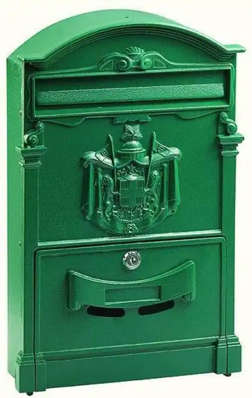 Cassetta Postale singola Alubox, serie Residence Maxi, formato rivista, misure 46x30x9,5 cm, in Alluminio, colore Verde Op = Op