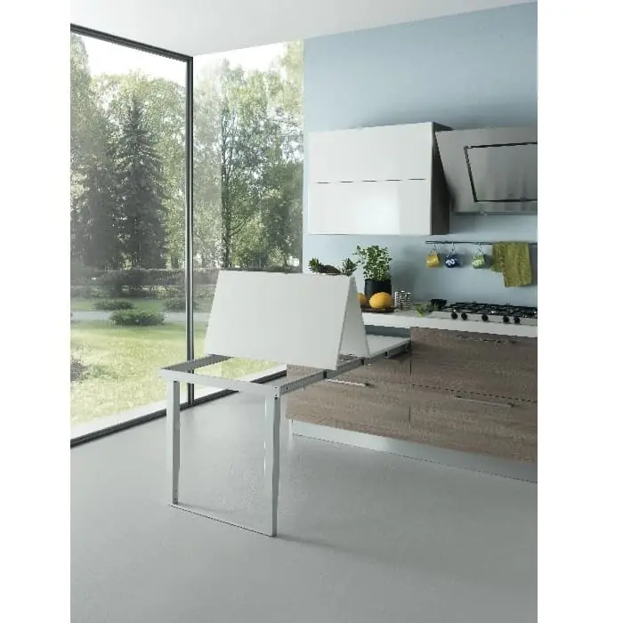 Tavolo da cucina con doppia gamba estraibile Party Atim, lunghezza 900 mm, portata 100 Kg, finitura Inox Bronzino Koop Vandaag