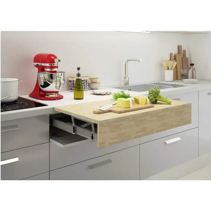 Bestseller Piano estraibile filo top Oplà Atim, modulo mobile 1200 mm, portata 40 kg, finitura Inox Bronzino