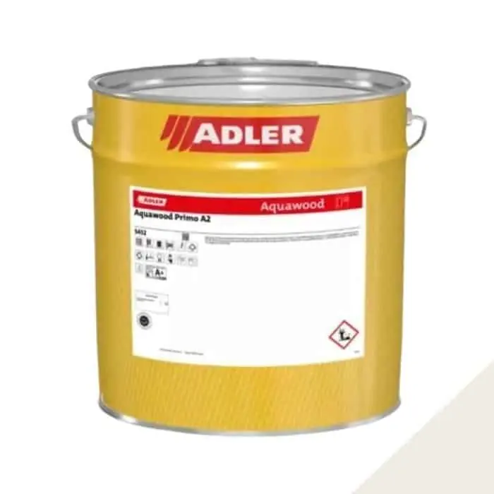 Voordeelprijs Impregnante Aquawood Primo A2 Adler per protezione legno interno e esterno, pigmentato a acqua, latta 4 L, finitura Bianco
