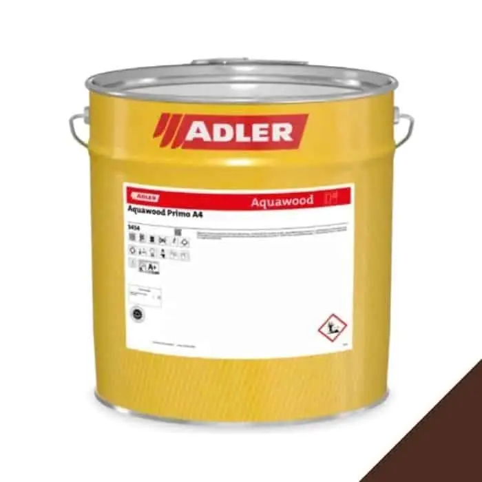 Impregnante Aquawood Primo A4 Adler per protezione legno interno e esterno, pigmentato a base acqua, latta 22 L, finitura Marrone Scuro Koop Online