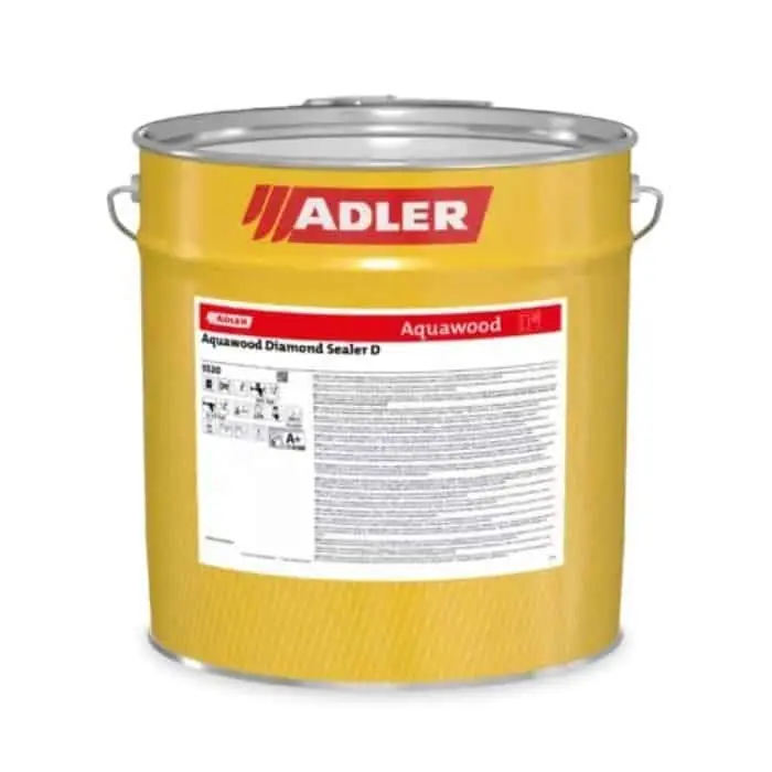 Fondo Aquawood Diamond Sealer D Adler per legno pregiato, intermedio a acqua, bicomponente, latta 20 kg, finitura Bianco Must-Have