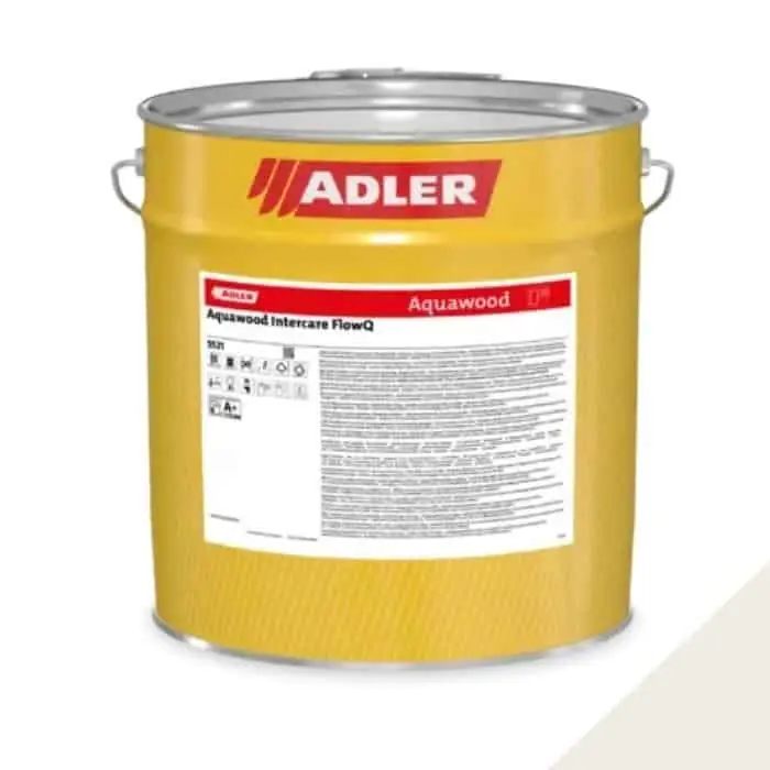 Fondo Aquawood Intercare FlowQ Adler per legno interno e esterno, intermedio a acqua, riempitivo, latta 25 kg, finitura Bianco Dagaanbieding