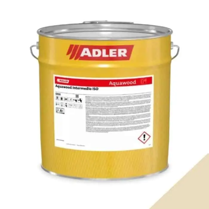 Betaalbaar Intermedio Aquawood Intermedio ISO Adler per legno interno e esterno, a base acqua, latta 5 kg, finitura Canapa