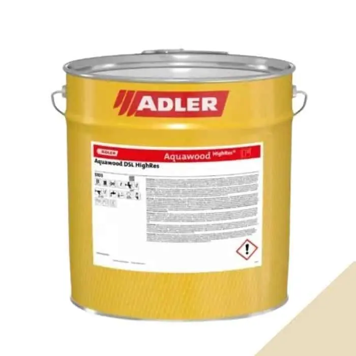 Betrouwbaar Finitura Aquawood DSL HighRes Adler per legno interno e esterno, tissotropica a acqua, latta 25 kg, finitura Canapa