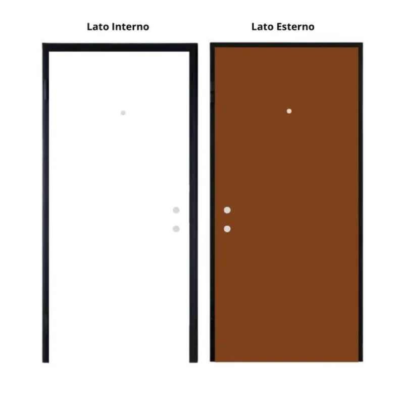 Alias porta blindata STEEL C Sinistra 900x2100 mm, classe 3, finitura interno Laccato Bianco-esterno Tanganica Medio, accessori Ottone telaio Nero Bestel Nu