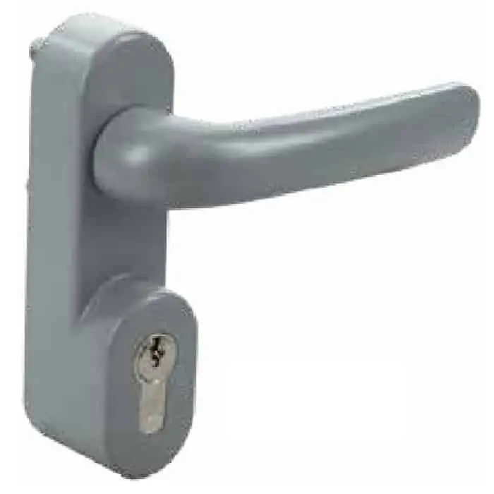 Merkproduct Maniglia esterna con cilindro 1090 Antipanic per porta antipanico, con rosetta ovale, foro Yale, colore Grigio RAL 9006