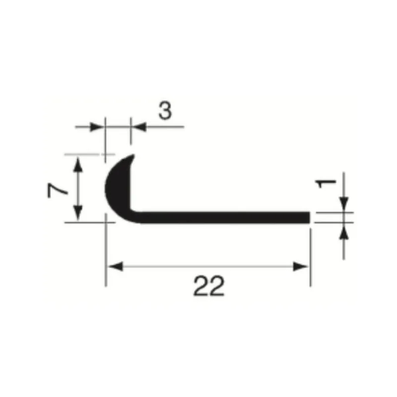 Profilo unghietta Algo, dimensione 22x1 mm, lunghezza 2000 mm, Alluminio finitura Argento Anodizzato Beperkt Aanbod