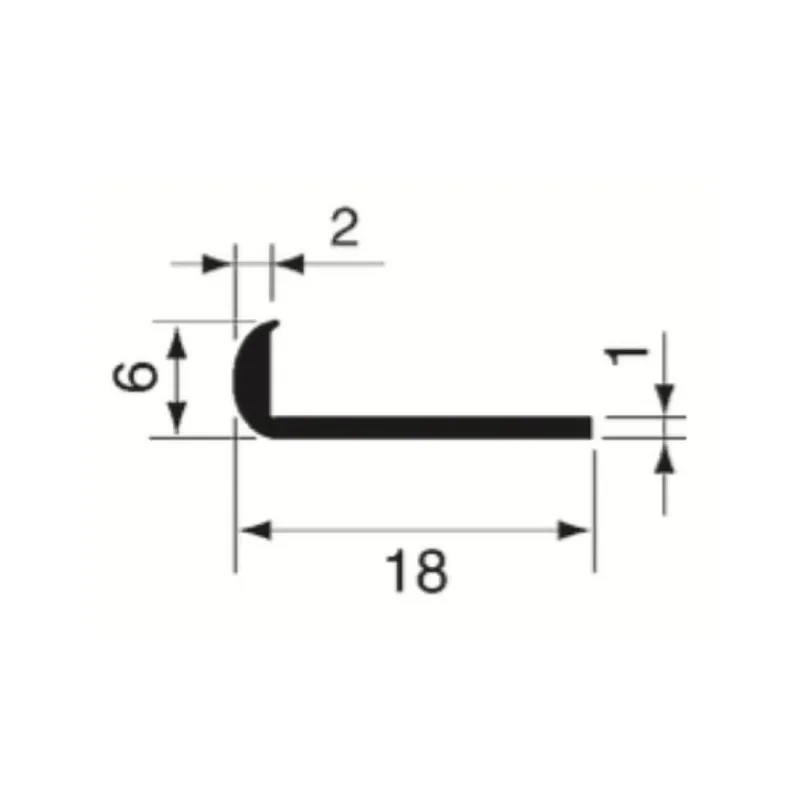 Populair Profilo unghietta Algo, dimensione 18x1 mm, lunghezza 2000 mm, Alluminio finitura Alpax Oro