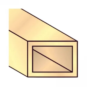 Profilo a tubo rettangolare Algo, dimensione 20x10x1,3 mm, lunghezza 2000 mm, Alluminio finitura Alpax Oro Laatste Versie