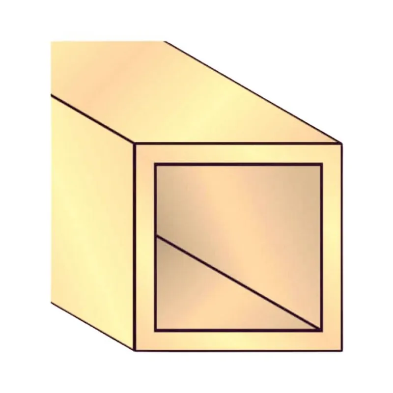 Profilo a tubo quadro Algo, dimensione 10x10x1,1 mm, lunghezza 2000 mm, Alluminio finitura Alpax Oro Superprijs