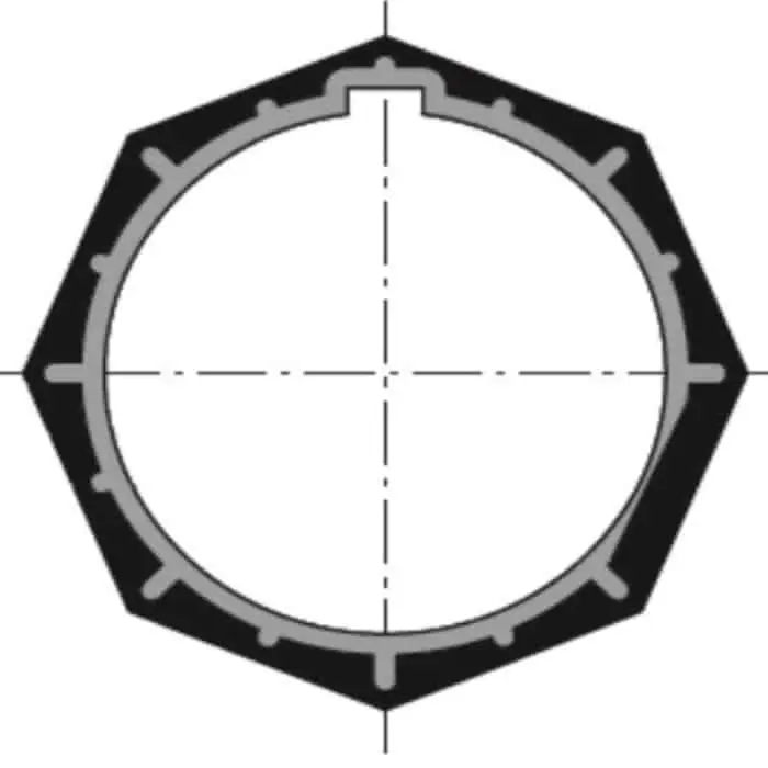 Adattatore Asa Motor per tubo ottagonale per avvolgibile diametro 60 mm, diametro 70 mm, materiale Nylon Bestel Nu