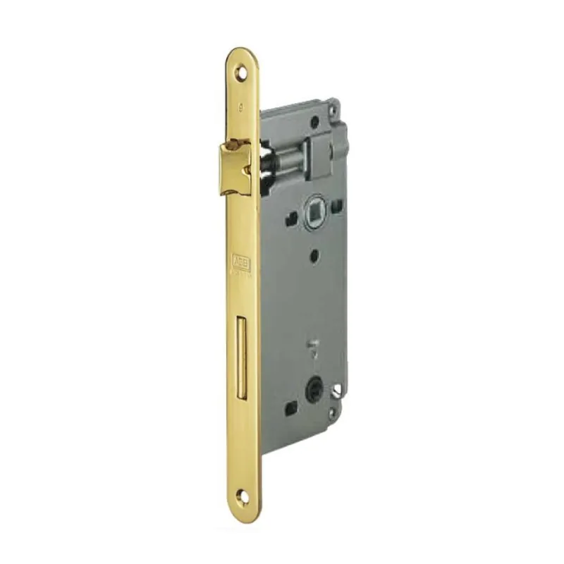 Serratura Patent Wc incasso B00595 Agb per porta da bagno, entrata 50 mm, interasse 90 mm, bordo tondo 238x22 mm, Acciaio finitura Ottonato Verniciato Laatste Kans