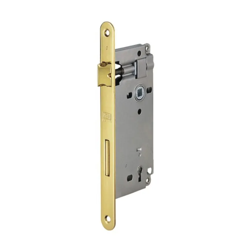 Serratura Patent incasso B00591 Agb per porta da interni, entrata 40 mm, interasse 90 mm, bordo tondo 238x22 mm, Acciaio finitura Ottonato Verniciato Gratis Retour
