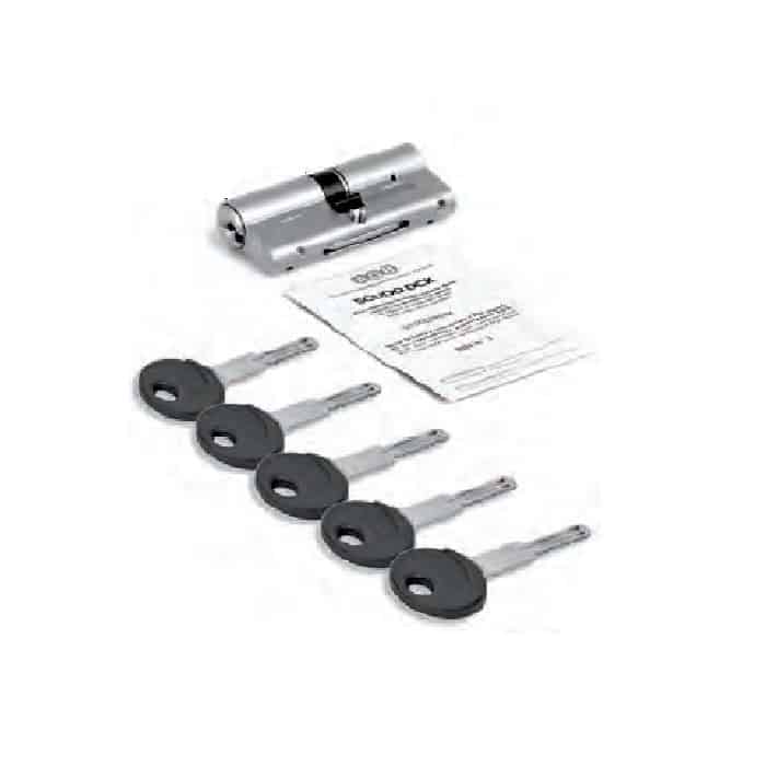 Op = Op Cilindro Scudo DCK AGB chiave-chiave per serratura, lunghezza 85 mm (30+55), 15 pistoncini, cifratura KA, finitura Nichelato opaco