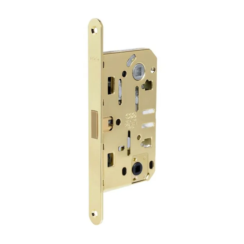 Lage Prijs Serratura Polaris 2XT DoorXe Wc incasso B06162 Agb per porta da bagno, entrata 50 mm, interasse 90 mm, bordo tondo 190x18 mm, Acciaio finitura Ottonato Verniciato