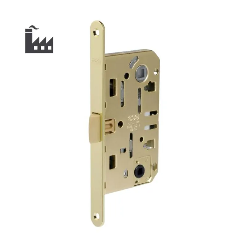 Serratura Mediana Evolution DoorXe Wc incasso B01162 Agb per porta da bagno, entrata 50 mm, interasse 96 mm, bordo tondo 190x18 mm, Acciaio finitura Ottonato Verniciato Superprijs
