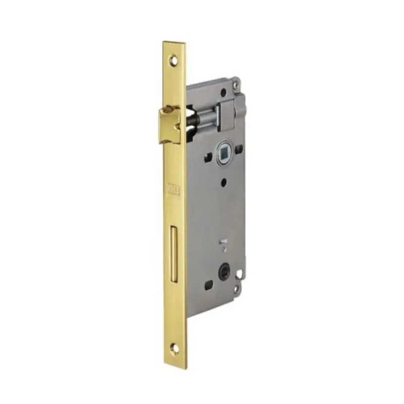 Serratura Patent Wc incasso B00596 Agb per porta da bagno, entrata 50 mm, interasse 90 mm, bordo quadro 238x22 mm, Acciaio finitura Ottonato Verniciato Hete Deal