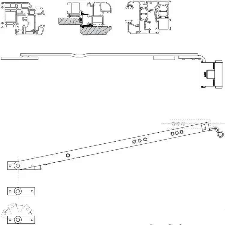 Merkproduct Braccio forbice A51922.34.04 Artech AGB Sinistro per serramento in Pvc o Alluminio, lunghezza 794-1204 mm, interasse 13 mm, battuta 18 mm